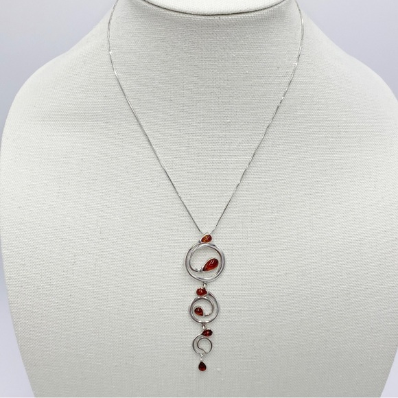 Amber Sterling Silver 925 Pendant Necklace - Picture 14 of 14